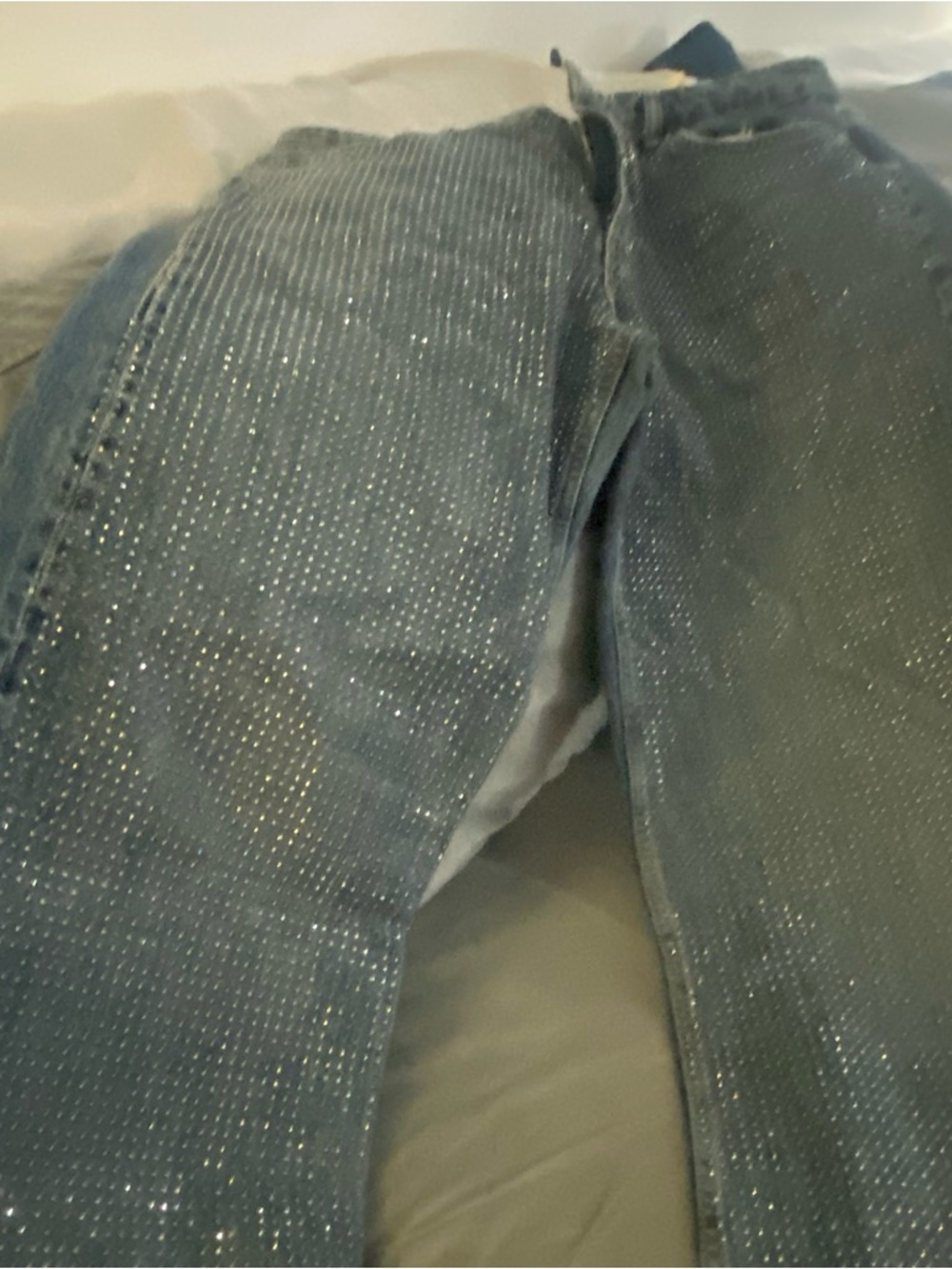 Zara Blue Wide-Leg Rhinestone Jeans - Picture 4 of 10
